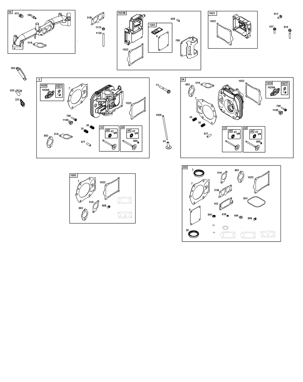 Cylinder Head Group Diagram and Parts List for 543777-3224-J1 400000 - 699999 Briggs and Stratton Engine